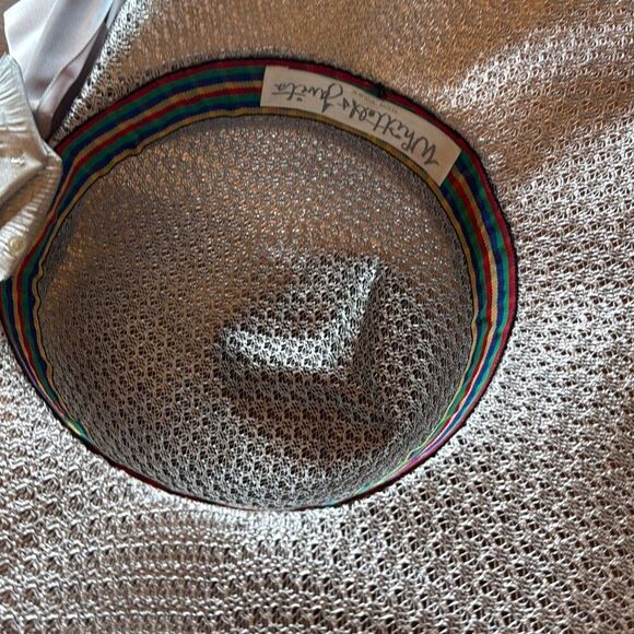 Vintage Whittal & Javits Silver Metallic Open Weave Mesh Large Tricorn Derby Hat - Picture 10 of 16